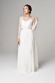 Chiffon Wedding Dress Lace Top Long Sleeve Boho Bridal Gown Etsy Lace Top Wedding Dress Chiffon Wedding Dresses Lace Simple Lace Wedding Dress
