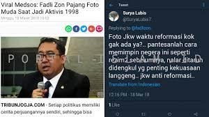 Kemudian, mantan komisioner kpu chusnul mariyah, ekonom senior fadhil hasan, dan dradjad wibowo. Makjleb Fadli Zon Unggah Foto Saat Jadi Aktivis 1998 Warganet Foto Jokowi Kok Nggak Ada Anti Reformasi Ya Portal Islam