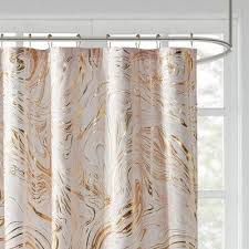 Vanessa Printed Marble Metallic Shower Curtain Blush Gold Gold Bathroom Decor Gold Curtains Living Room Pink And Gold Curtains
