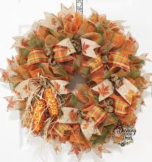 Festive Autumn Fall Indian Corn Burlap Ruffle Deco Mesh Wreath 109 Dashingdoordecor Deco Mesh Wreaths Deco Mesh Mesh Wreaths