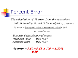 The percentage error calculation formula is as follows Percentage Error Formula Physics