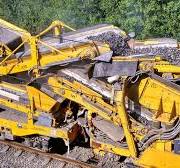 Railway Ballast Cleaning Machine on a high-speed railway line