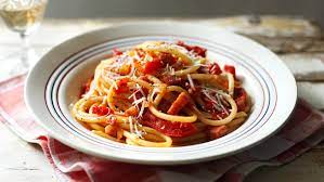 Pasta With Chilli Bacon And Tomato Sauce Recipe Bbc Food