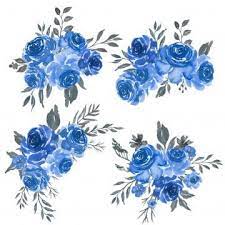 Watercolor Set Of Floral Blue Frame Arrangement Png And Vector Flower Drawing Frame Arrangement Flower Illustration