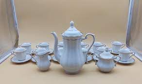 White Tea Set For 12 By Walbrzych La Magica Made In Poland White Tea Tea Set Tea Pots