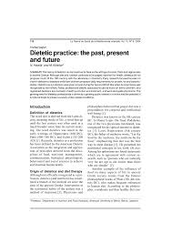 Pdf Dietetic Practice The Past Present And Future