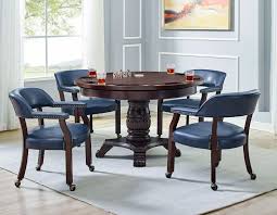 Check out our kitchen dining set selection for the very best in unique or custom, handmade pieces from our dining room furniture shops. Tournament Game Table 5 Piece Set With Blue Caster Chairs By Steve Silver