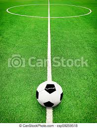 Football is the most popular team sport in the world, the object of which is to score the ball into the opponent's goal more times than the opposing team scores within the set period. Perspective View Of Green Football Pitch With White Lines And Circle And Soccer Ball Canstock