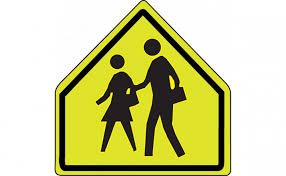 This sign warns drivers that there is an upcoming sharp turn and that they should lower their speed accordingly. Fluorescent Yellow Green Sign School Zone Frw202