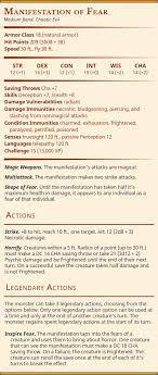 When you drop to 0 hit points, you either die outright or fall unconscious, as explained in the following sections. Manifestation Of Fear Cr15 Dnd Monsters Dungeons And Dragons Homebrew Dnd