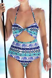Galleon Cupshe Women S Elephant Print One Piece Swimsuit Beach Swimwear Bathing Suit S Blue One Piece Swimsuit One Piece Swimsuits