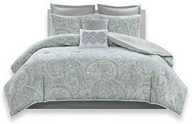 Black And White Paisley Bedding Amazon Com Comfort Spaces Kashmir Comforter Set 8 Piece Paisley Pattern Blue Grey Green Kin Comforter Sets Rustic Comforter Farmhouse Bedding Sets