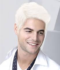 White Wig Men's Short Hair Wigs Synthetic Layered Fluffy Daily Cosplay  Costume Men's White Wig : Amazon.de: Beauty