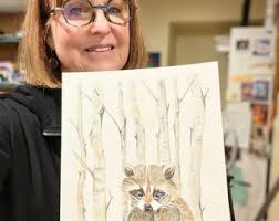 RaccoonWatercolor, Fine Art, Whimsical Illustration, Woodland art