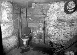 A sewage basin system is a way to install a toilet in your basement if the floor is lower than the main sewer pipe. Plumbing The Depths Of History Why Some Old Homes Have A Random Basement Toilet Crebnow Com
