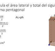 Área lateral y total de un prisma pentagonal siguiendo tres sencillo pasos.