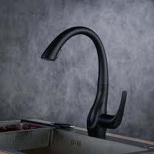 Sink drain opening in black. Pull Out Sprayer Kitchen Faucet Baking Varnish Matte Black Sink Tap Mixer With 360 Degree Swivel Nozzle