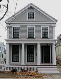 Image Result For Light Grey Houses White Trim And Black Inner Window Trim House Paint Exterior House Exterior Exterior Paint Colors For House