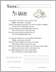 My Grocer Poetry Worksheet For Children Free To Print Pdf File Poetry Worksheets Poetry For Kids Kids Poems