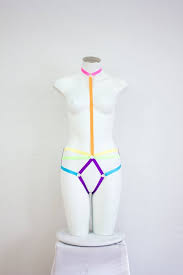 Rainbow Body Harness Lingerie Exotic Dancewear Rainbow Fashion Plus Size Lingerie Rainbow Clothing Neon Body Harness Pride Fashion