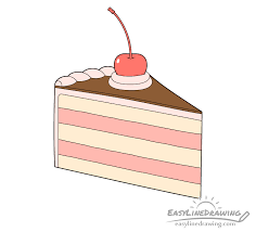 More images for realistic cake drawing » How To Draw A Cake Slice Step By Step Easylinedrawing