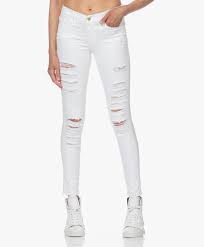 Frame Le Skinny De Jeanne Ripped Jeans White Ripped Colr403