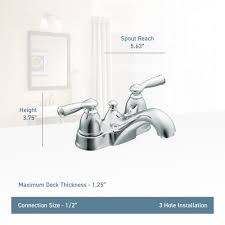 Smooth and sophisticated, idora faucets prove that sometimes it's the quiet statements that command the most attention. Moen Banbury 4 In Centerset 2 Handle Low Arc Bathroom Faucet In Chrome Ws84912 The Home Depot Low Arc Bathroom Faucet Bathroom Faucets Banbury