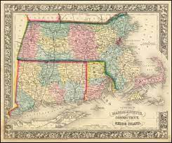 Map Of Ct And Ri County Map Of Massachusetts, Connecticut, And Rhode Island - Barry Lawrence  Ruderman Antique Maps Inc.