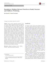 She may be experiencing separation anxiety. Pdf Parenting As Mediator Between Post Divorce Family Structure And Children S Well Being