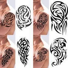 Amazon Com Paquete De 4 Pegatinas De Tatuaje Temporal Negro Maui Tribal Para Tatuaje De Brazos De Hombro Azteca Samoano Polinesio Hawaiano Para Adultos Hombres Y Mujeres 4 Disenos De Tatuajes Tribales