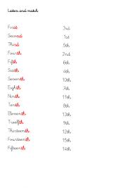 Ordinal numbers from 1st to 31st. Ordinal Numbers Exercise For 3Âº 4Âº