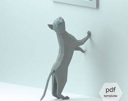 3d Papercraft Cat 3d Pdf Template Papercraft Animals Low Etsy Paper Crafts Paper Sculpture 3d Paper