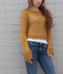 hand knit woman cotton sweater cropped top cover up loose weave mustard yellow crop top sweater cotton sweater sweaters