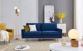 Entdecken sie hier unsere umfangreiche kollektion an bequemen sofas und mehr! Amazon Com Navy Blue Velvet Fabric Sofa Couch Julyfox 71 Inch Wide Mid Century Modern Living Room Couch 700lb Heavy Duty With 2 Throw Pillows Kitchen Dining