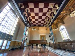 A coronavirus testing kiosk is opening to the public thursday at union station in downtown los angeles. Giant Queen S Gambit Ceiling Chessboard All Set Up Now At La Union Station Until Mid January Losangeles