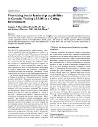 Pdf Prioritizing Health Leadership Capabilities In Canada