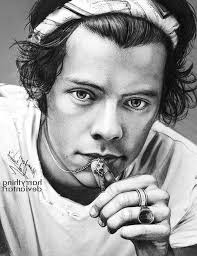 Basic Black And White Portrait Drawing Easy Drawing Tutorials Harry Styles Black White Pencil Sketch Portrait In 2020 Harry Styles Drawing Harry Styles Pictures One Direction Drawings