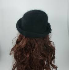 80s Vintage Black Angora Rabbit Hair Fur Chic Woman Hat Lady Etsy Woman Hat Chic Woman Hats For Women
