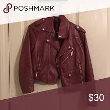 Zara Maroon Leather Jacket Maroon Zara Basics Leather Jacket Size M Super Cute For Upcoming Fall Weather Maroon Leather Jacket Leather Jacket Maroon Leather
