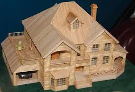 For Sale A Beautiful Handmade Wooden Model House It Is Totally Handmade With Best Professi Miniature Houses Popsicle Stick Houses Popsicle Stick Crafts House