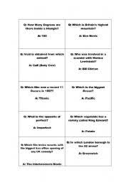 How knowledgeable are you, *really*? English Worksheets General Knowledge Quiz Cards