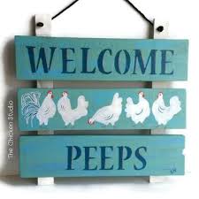 Chicken Coop Sign Welcome Peeps Farm Sign Chicken Decor Etsy Chicken Coop Signs Chicken Decor Chicken Coop Decor