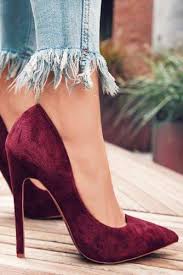 Top 24 Beautiful Burgundy Color Pieces Around Us Point Toe Shoes High Heels Velvet Shoes Heels