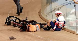 Dutch cyclist laurine van riessen was knocked out and taken to hospital after a horror crash with team gb's katie marchant in the velodrome in tokyo. S4fsqaium2m Im