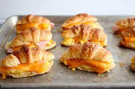 Stacked with savory bacon, fluffy eggs, tasty cheese, . Egg Ham Cheese Croissants Krazy Kitchen Mom