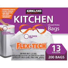 Check spelling or type a new query. Kirkland Signature Flex Tech 13 Gallon Kitchen Trash Bag 200 Count Costco
