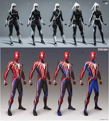 Black And White Spiderman Suit Ps4 Early Official Concept Art Of Spider Man And Black Cat In Marvel S Spider Man Ps4 Daryl Mandryk Airworthy Comics Black Cat Marvel Spiderman Black Spiderman
