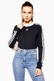 Adidas Black And White Long Sleeve Shirt Three Stripe Long Sleeve T Shirt By Adidas Adidas Long Sleeve Shirt Long Sleeve Shirt Outfits Adidas Outfit Women