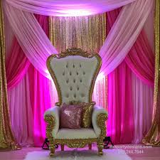 party rental package 1a with duchess throne chair light pink hot pink and gold premium pink and gold birthday party hot pink decor sweet 16 party decorations