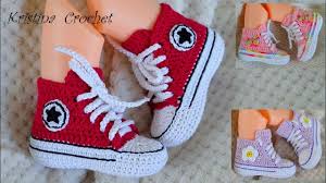 How To Crochet Converse All Star Baby Booties Tutorial English Youtube